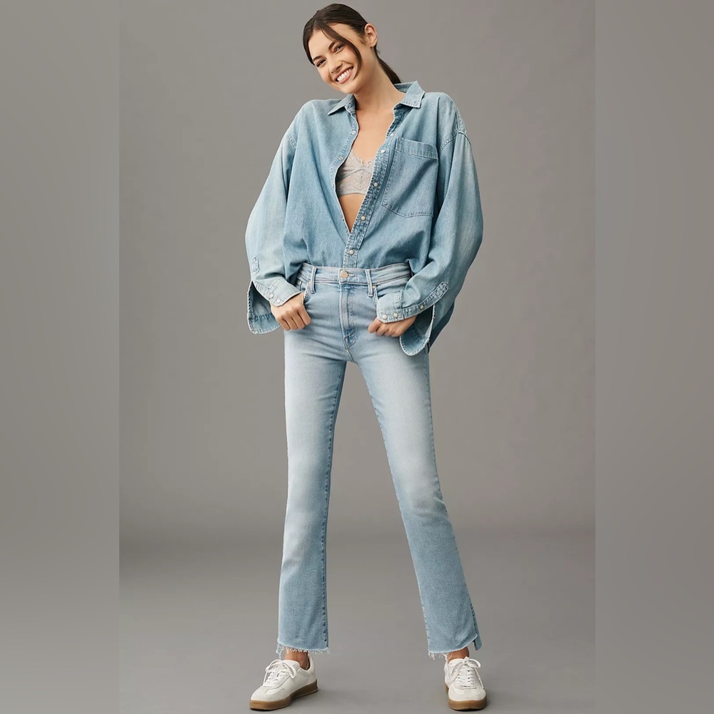 Mother Womens Insider Crop Step Fray Jeans in the color Special Edition